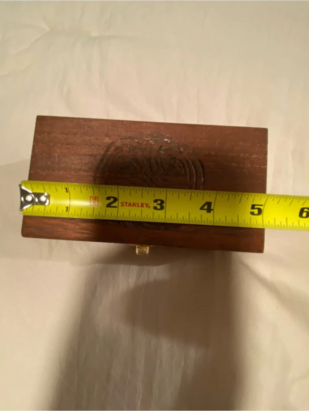 Wooden Celtic Carved Jewelry Box with Brass Latch - Brown